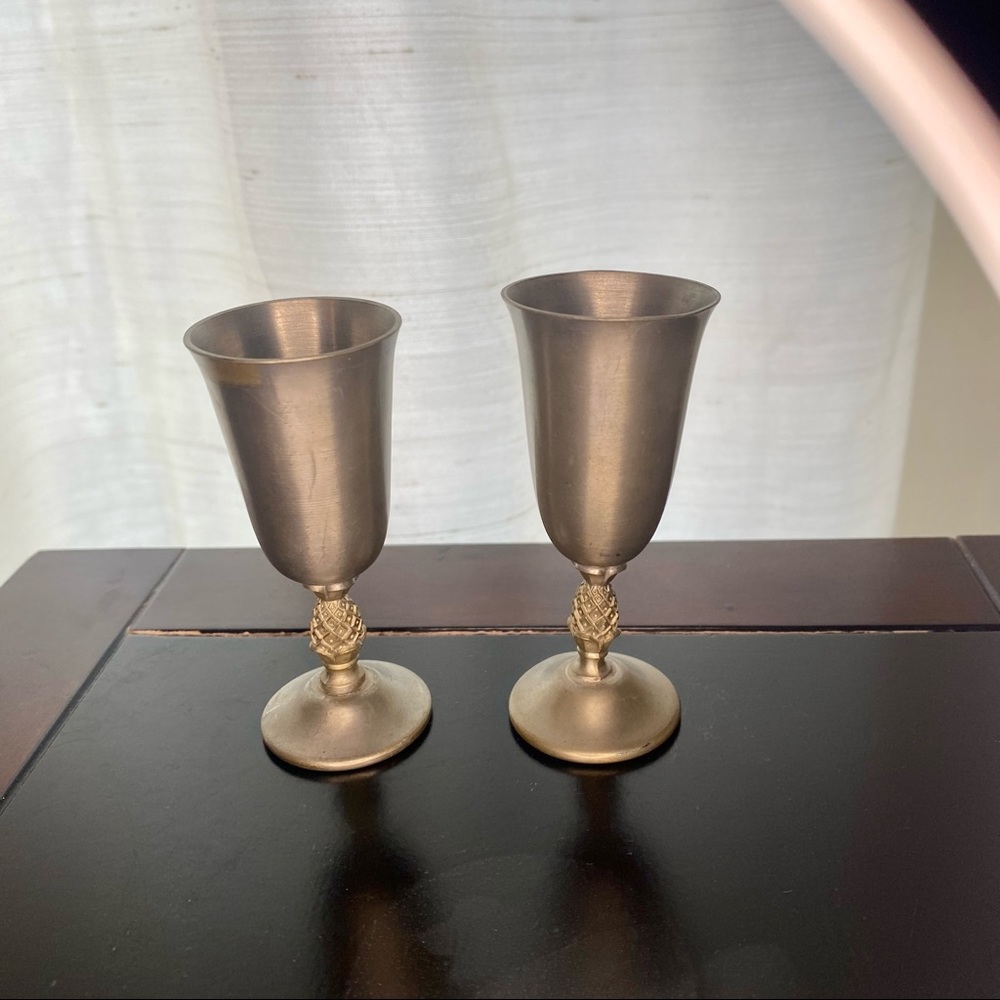 International Pewter Pineapple Vintage Cordials, set of 2.  3 1/4" high.